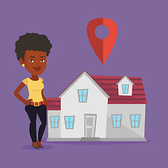 Image showing Realtor on background of house with map pointer.