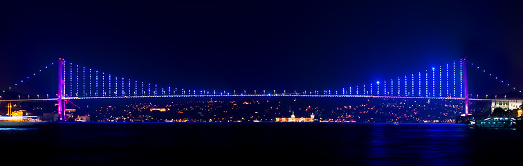 Image showing Illuminated Bosphorus bridge