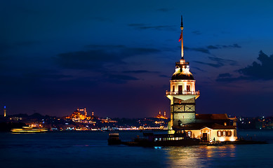 Image showing Maiden\'s Tower at night