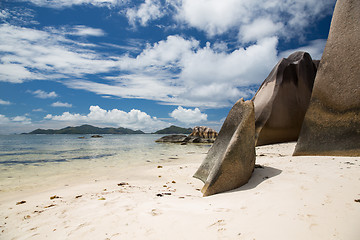 Image showing rocks on seychelles island beach in indian ocean