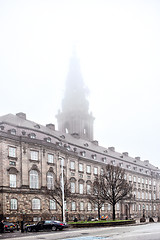 Image showing Christiansborg Palace in fog