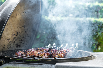 Image showing Cooking shashlik barbecue on the grill