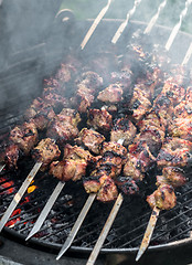 Image showing Cooking shashlik barbecue on the grill