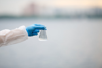 Image showing Hand on blurred gray background