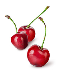 Image showing Several sweet cherries in row
