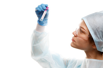 Image showing Laboratory assistant with test tube