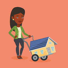 Image showing Young woman buying house vector illustration.