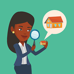 Image showing Woman looking for house vector illustration.