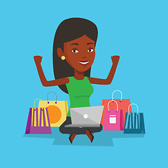 Image showing Woman shopping online vector illustration.