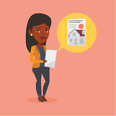 Image showing Woman looking for house vector illustration.