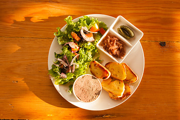 Image showing Liver pate and salad