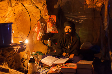 Image showing Monk in Siddha Cave