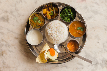 Image showing Nepali Thali (Dal Bhat) set