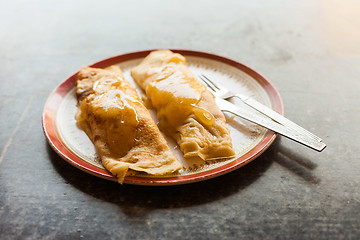 Image showing Banana honey pancakes