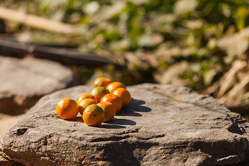 Image showing Oranges on stone, rural Nepal