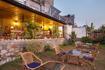 Image showing Outdoor cafe tables