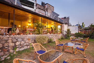 Image showing Outdoor cafe tables