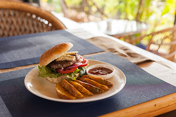 Image showing Bleu cheese burger