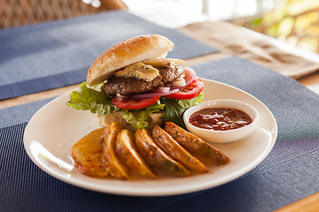 Image showing Bleu cheese burger