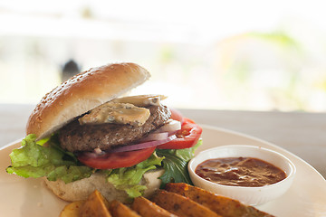 Image showing Bleu cheese burger