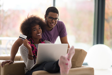 Image showing african american couple shopping online