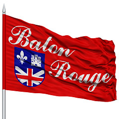 Image showing Baton Rouge Flag on Flagpole, Waving on White Background