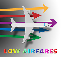 Image showing Lowest Airfares Means Cheapest Flights 3d Illustration