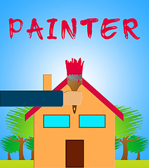 Image showing Home Painter Showing House Painting 3d Illustration