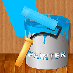 Image showing Home Painter Means House Painting 3d Illustration