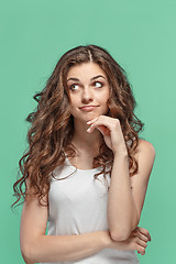 Image showing The young woman\'s portrait with happy emotions