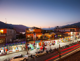 Image showing Twilight view of Lakeside, Pokhara, Nepal