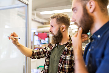 Image showing men writing to whiteboard at office