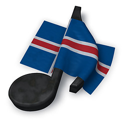 Image showing music note symbol and flag of iceland - 3d rendering