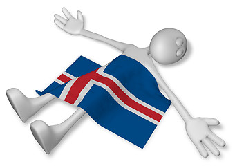 Image showing dead cartoon guy and flag of iceland - 3d illustration