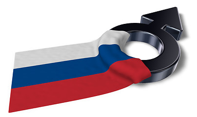 Image showing mars symbol and flag of russia - 3d rendering