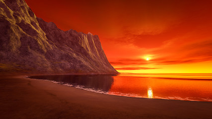 Image showing beautiful fantasy sunset over the ocean