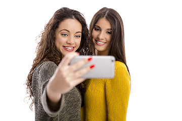 Image showing Girls taking selfie