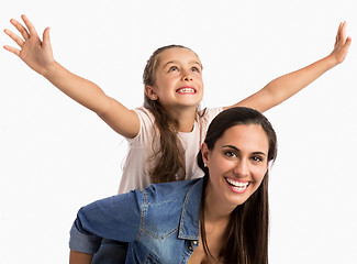 Image showing Piggyback ride with mum