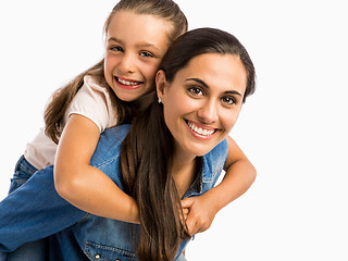 Image showing Piggyback ride with mum