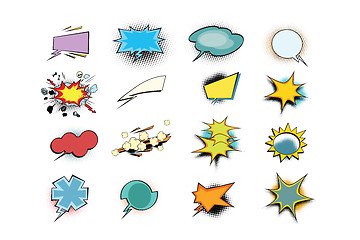 Image showing set of colored comic book bubbles isolated on white background
