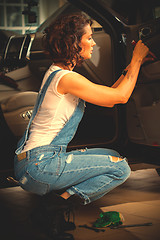 Image showing Beautiful woman car mechanic