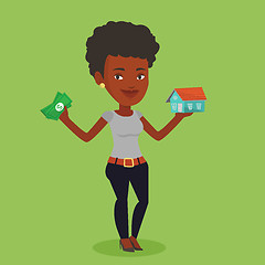 Image showing Woman buying house thanks to loan.