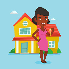 Image showing Real estate agent with key vector illustration.