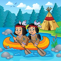 Image showing Native American children in boat theme 2