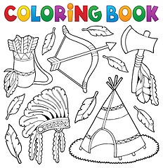 Image showing Coloring book Native American theme 1
