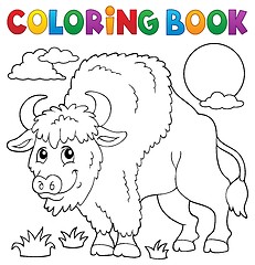 Image showing Coloring book bison theme 1