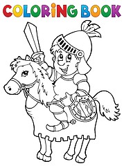 Image showing Coloring book knight on horse theme 2