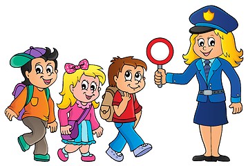 Image showing Pupils and policewoman image 1