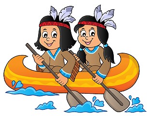 Image showing Native American children in boat theme 1