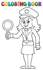 Image showing Coloring book policewoman image 1